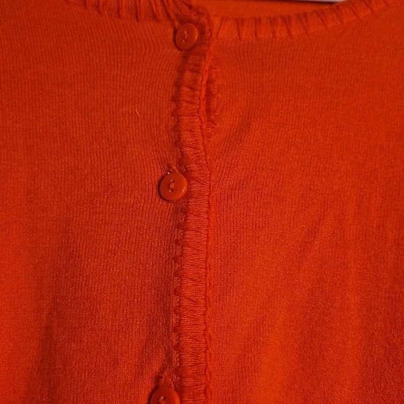 Coldwater Creek Orange Button Up Cardigan Sweater 3/4 Sleeve Size Medium M 10-12 - Picture 3 of 11